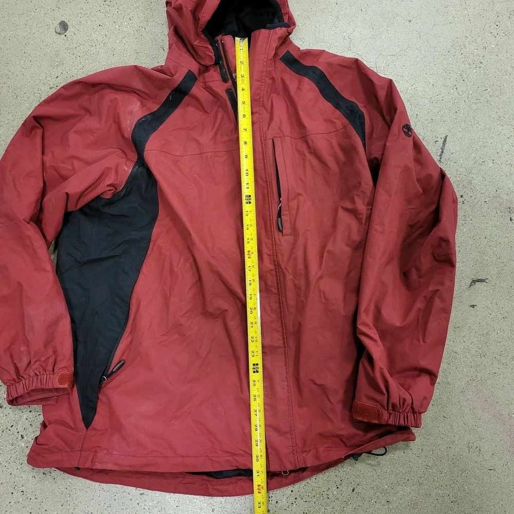 Vintage Timberland Waterproof Red Jacket Full Zip Hooded Coat Size‎ 2XL XXL